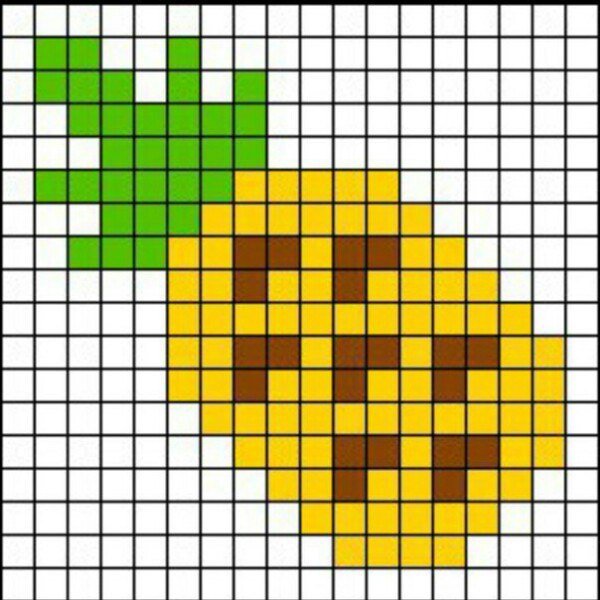 Рисование по клеточкам еда фрукты