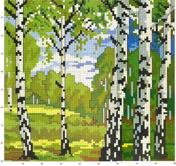 Вышивка крестом Березки