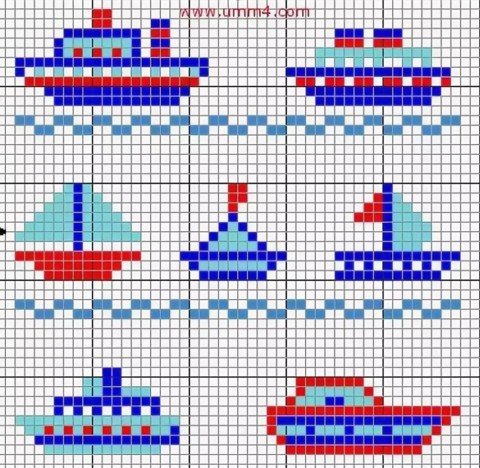 Вышивание крестиком кораблик для детей