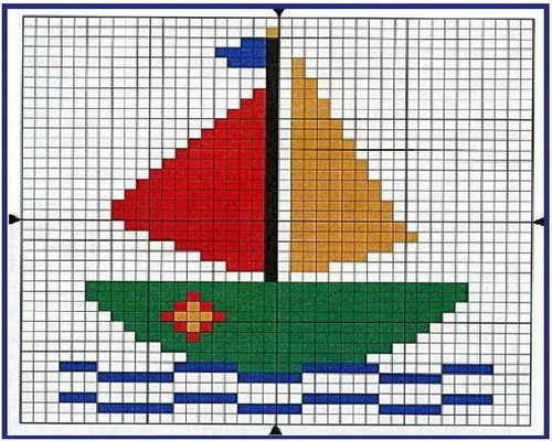 Вышивание крестиком кораблик