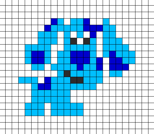 Голубой рисунок по клеточкам очень легкие