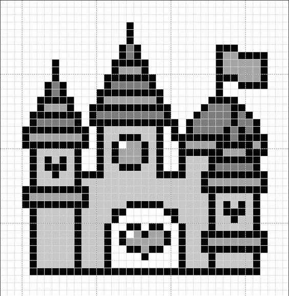 Рисование по клеточкам замок