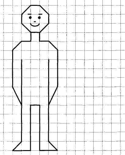 Человек по клеточкам в тетради для детей