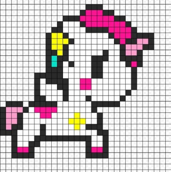 Рисунки в клеточку Единорожки