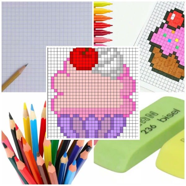 Рисование по клеточкам в тетради школьной