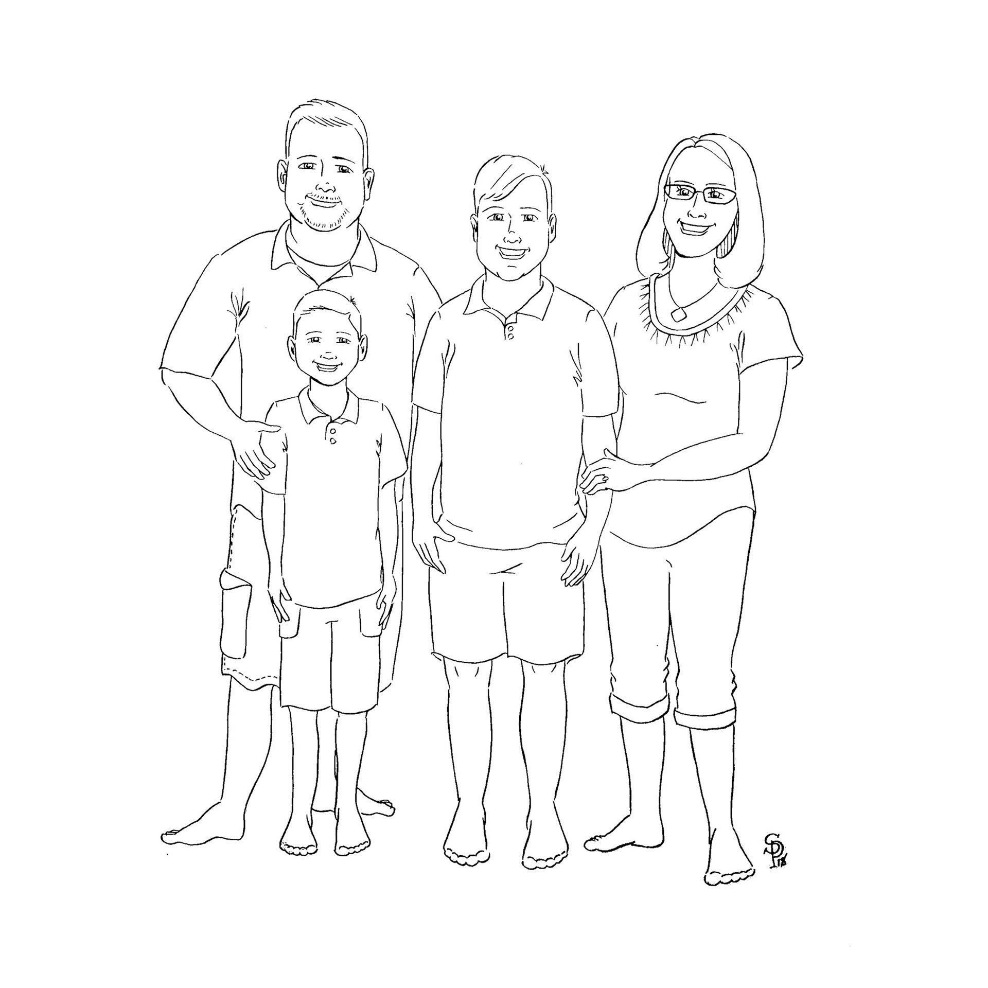 Нарисовать семью из 5 человек