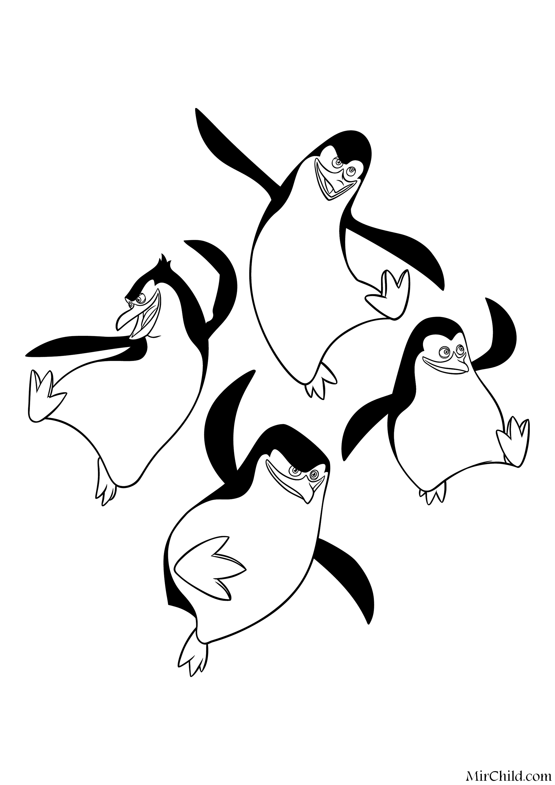 Пингвины из Мадагаскара раскраска