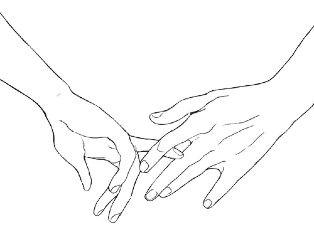 Руки тянутся друг к другу рисунок