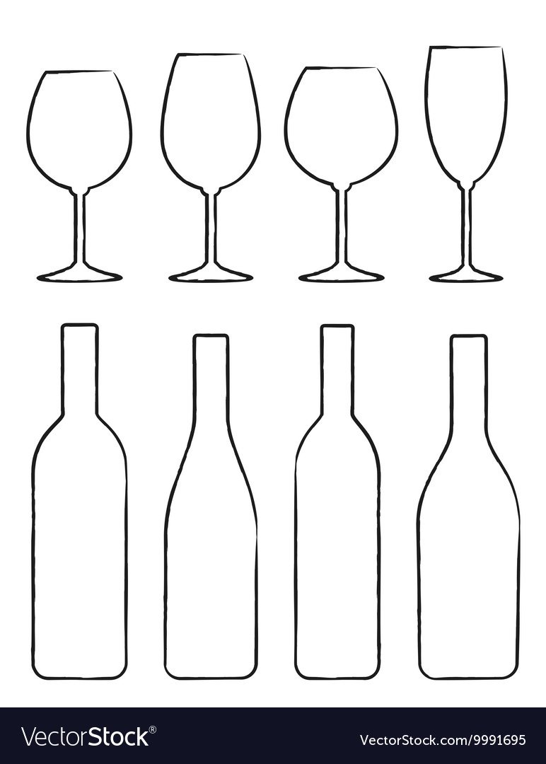 Контурный рисунок вино