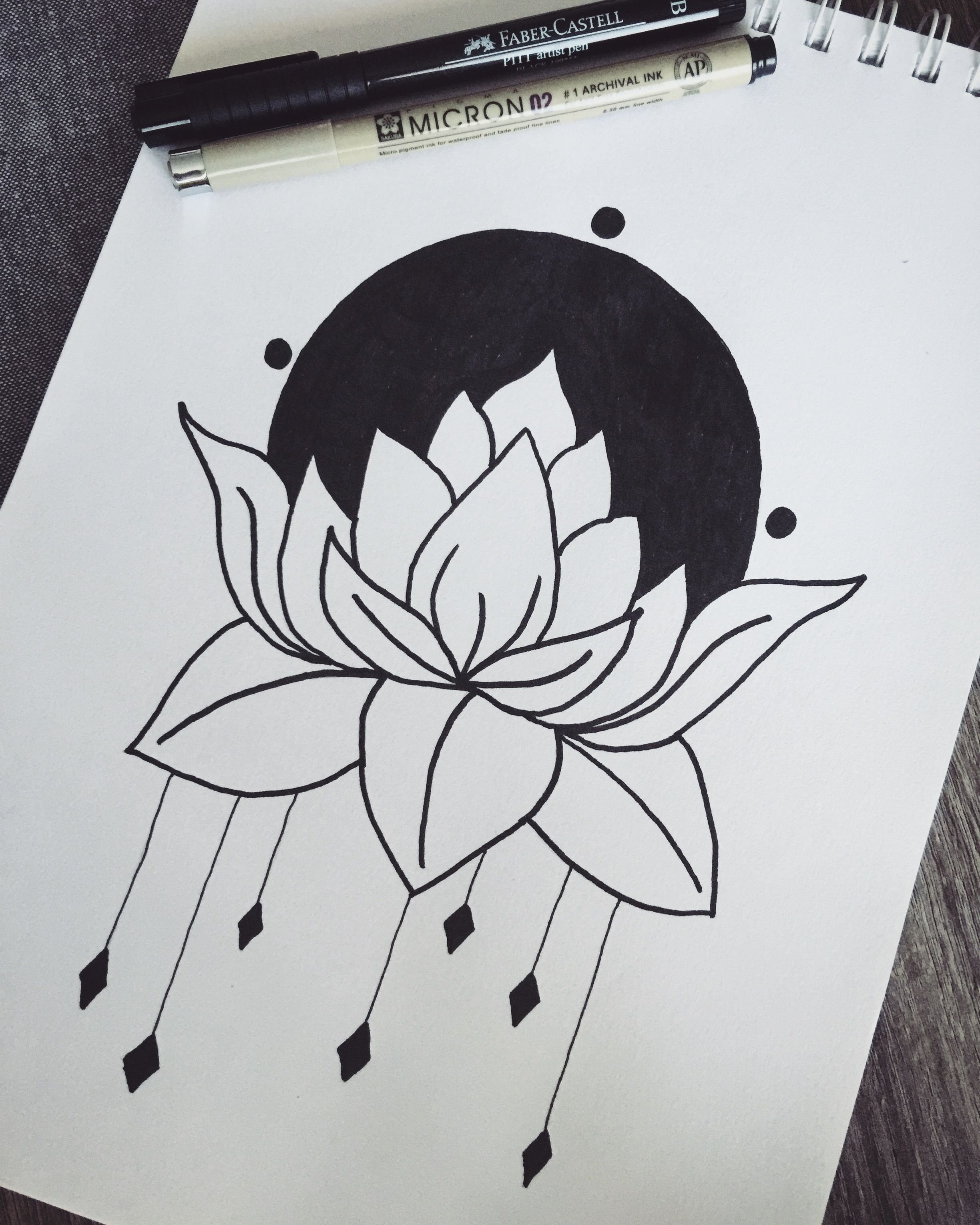 Цветок Лотос рисунок легкий