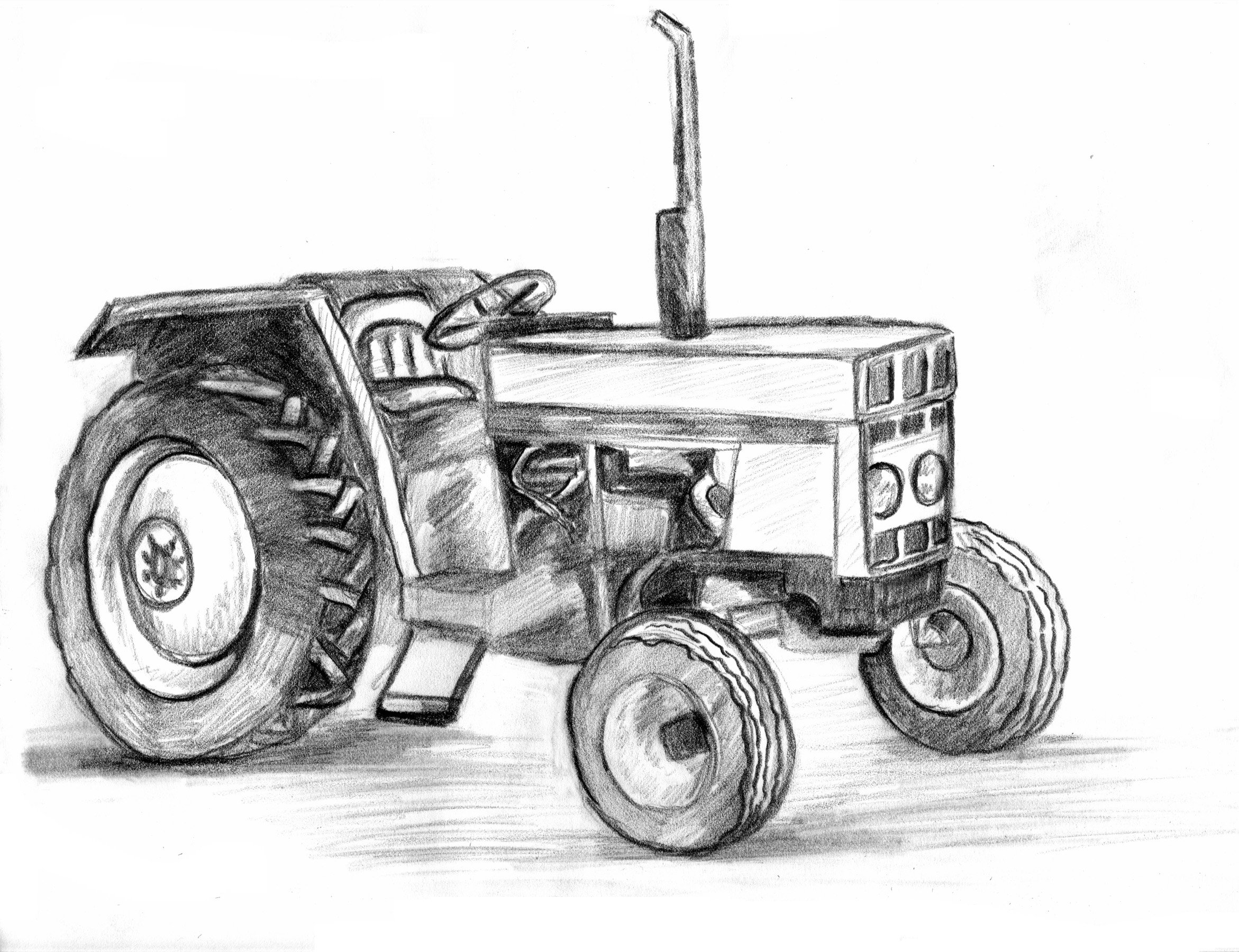 простые рисунки для срисовки Трактор карандашом Трактор рисунок контур Трак...