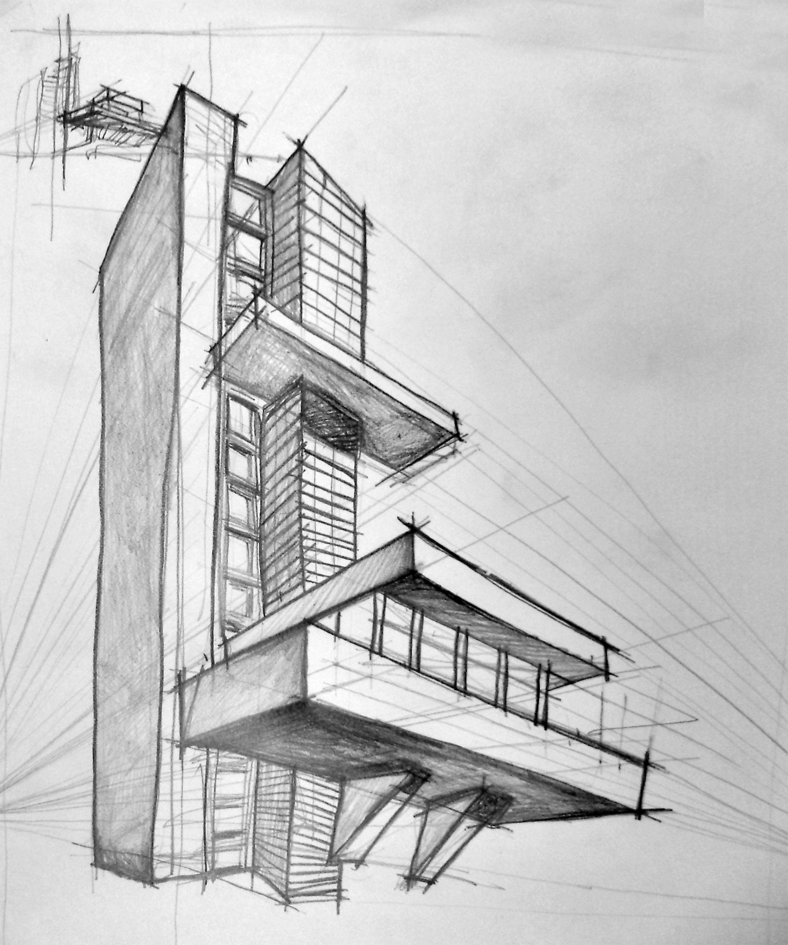Рисунок здания карандашом