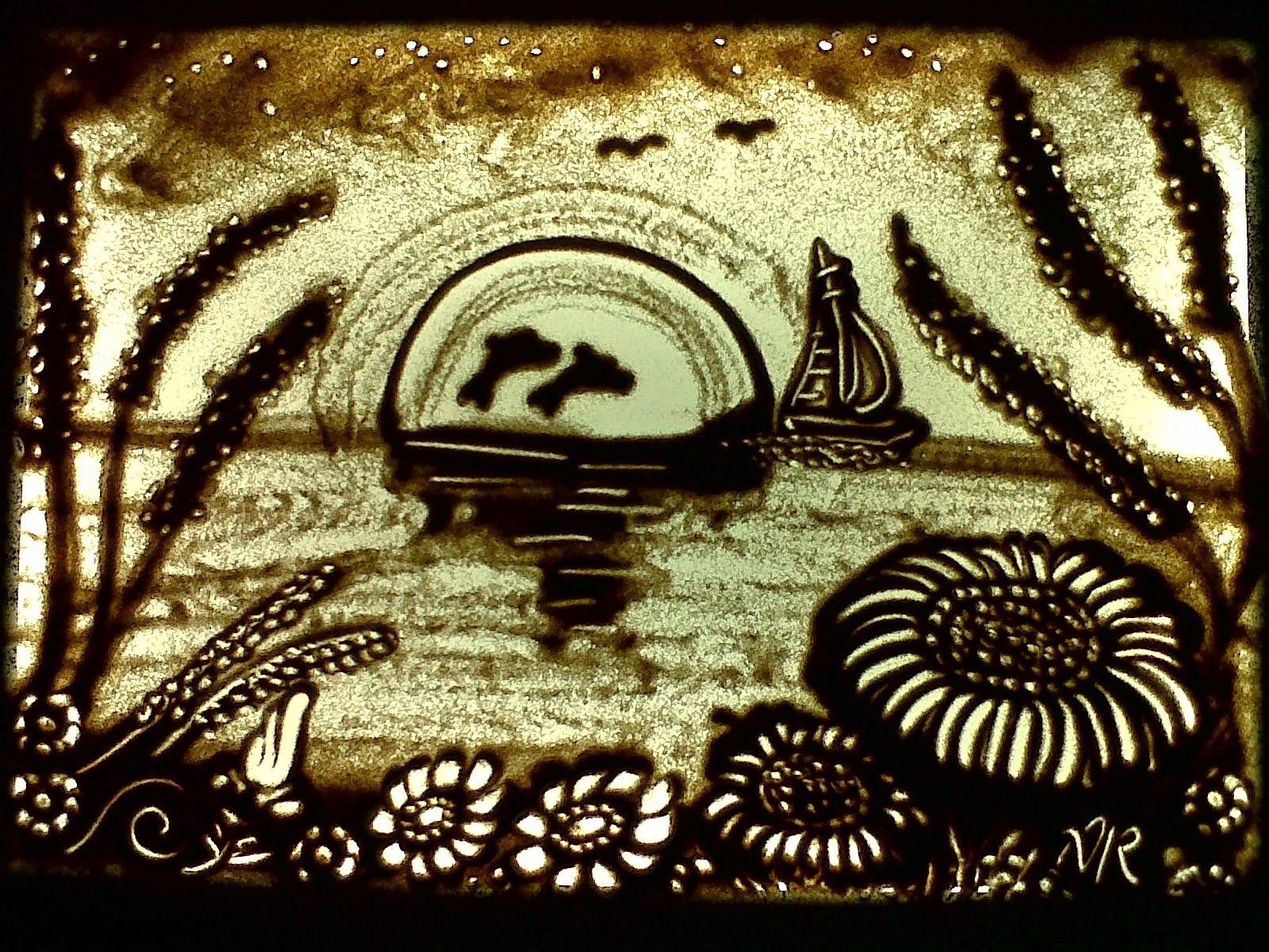 рисование песком на столе