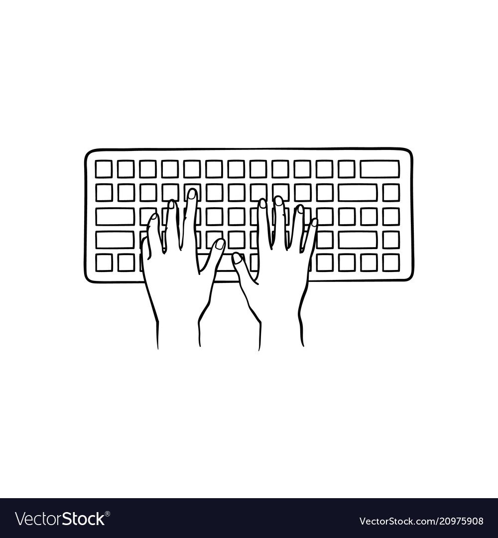 Руки и клавиатура нарисованные
