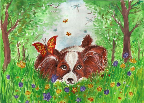 Детский пейзаж с животными