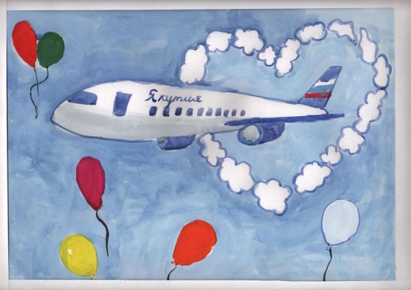 Рисование красками самолет