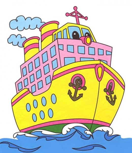 Пароход мультяшный