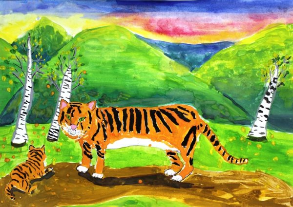 Тигр рисование для детей