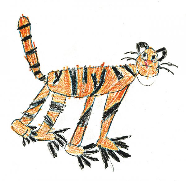 Тигр рисунок детский