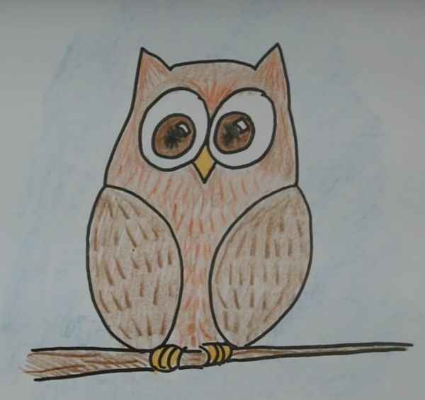Сова гуашью