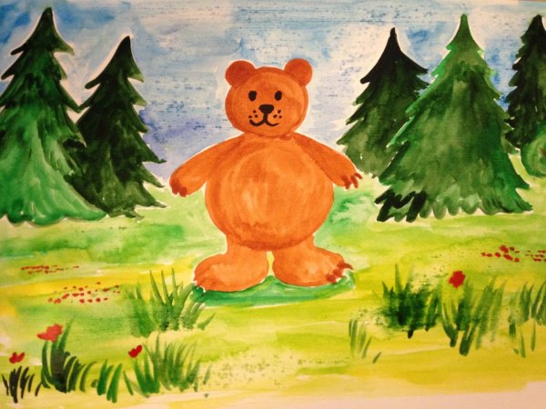 Рисуем медведя с детьми
