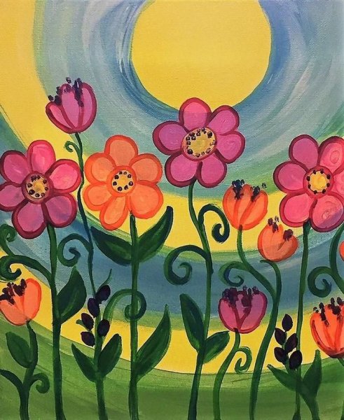 Рисование с детьми Цветочная Поляна