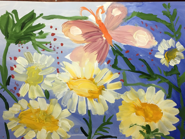 Рисование для детей цветы красками