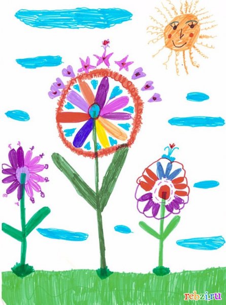 Детский рисунок цветы