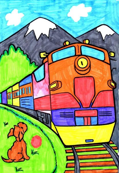 Рисование с детьми поезд