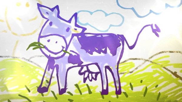 Нарисовать корову на лугу