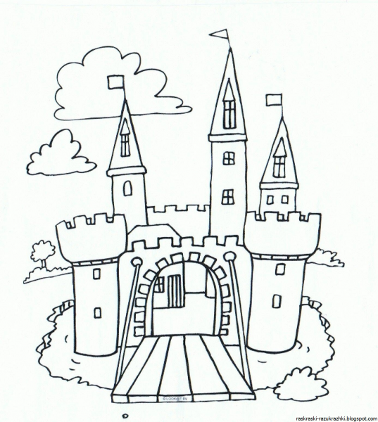 Замок раскраска для детей