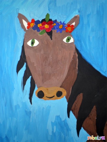 Конь рисование с детьми