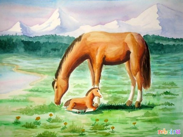 Лошадь рисунок для детей