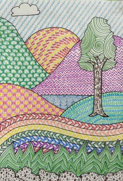 Пейзаж фломастерами