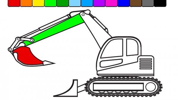 Экскаватор карандашом для детей