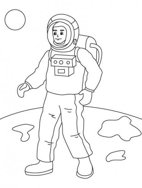 Космонавт раскраска для детей
