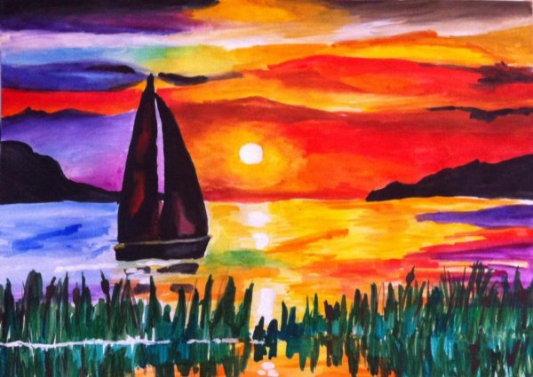 Рисование закат солнца