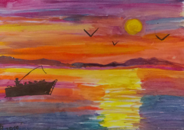 Закат красками детский