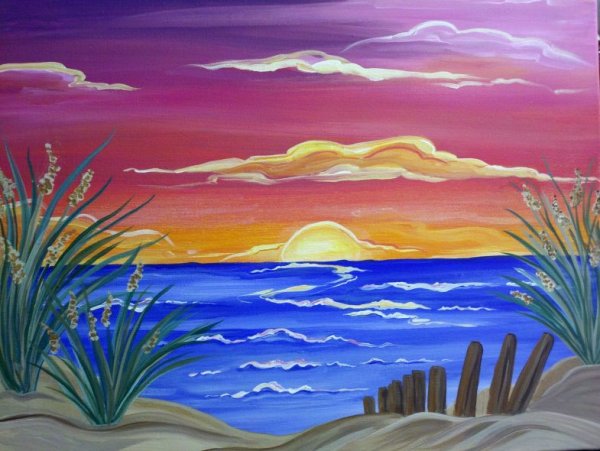 Рисование гуашью море