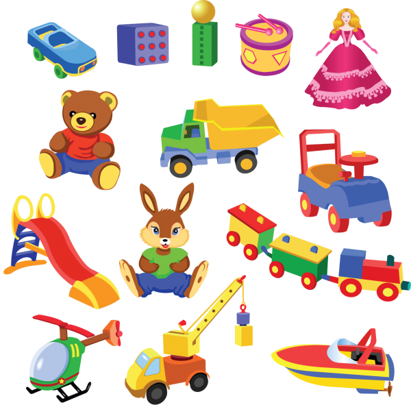 Детские игрушки на прозрачном фоне