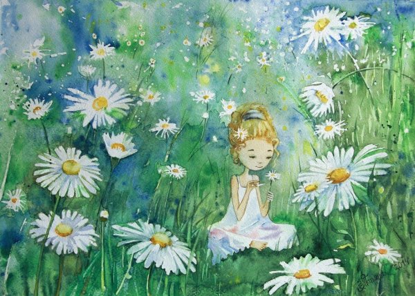 Девочка с ромашками