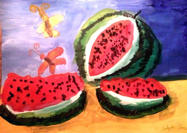 Рисование арбуза для детей