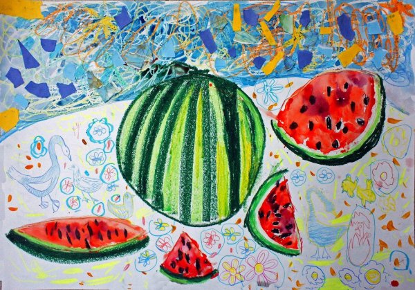 Рисование арбуза для детей