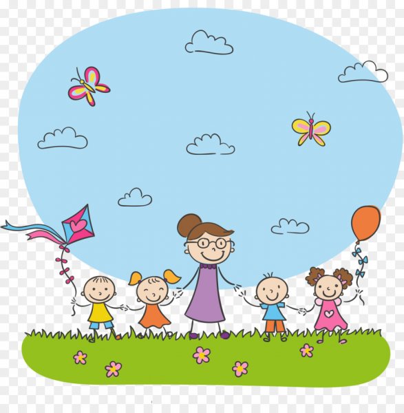 Иллюстрация воспитатель с детьми