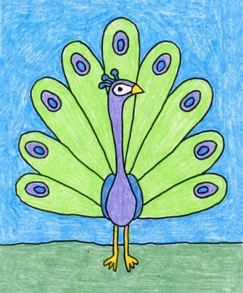 Рисование павлина с детьми