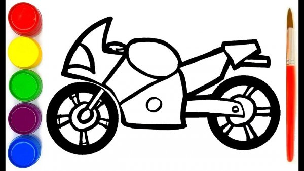Рисование мотоцикла для детей легкий