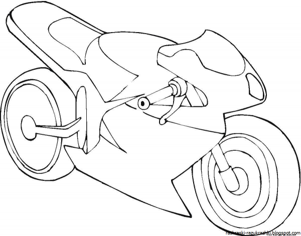 Мотоцикл раскраска для детей