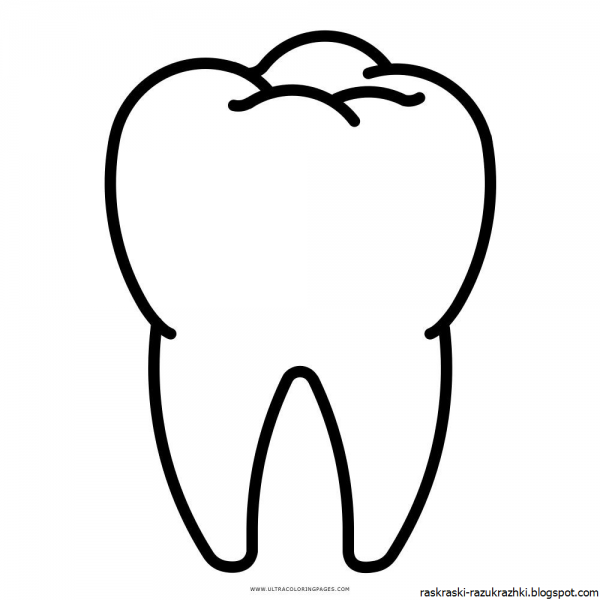 Зуб раскраска для детей