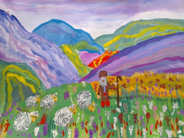 Нарисовать горы ребенку