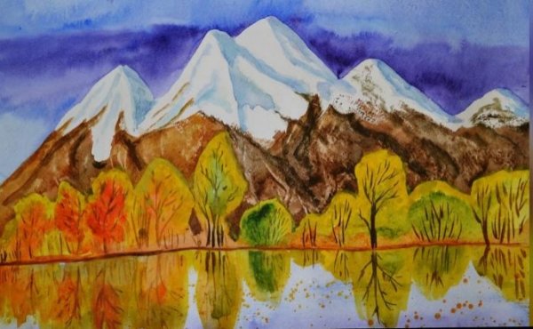 Рисуем горный пейзаж с детьми